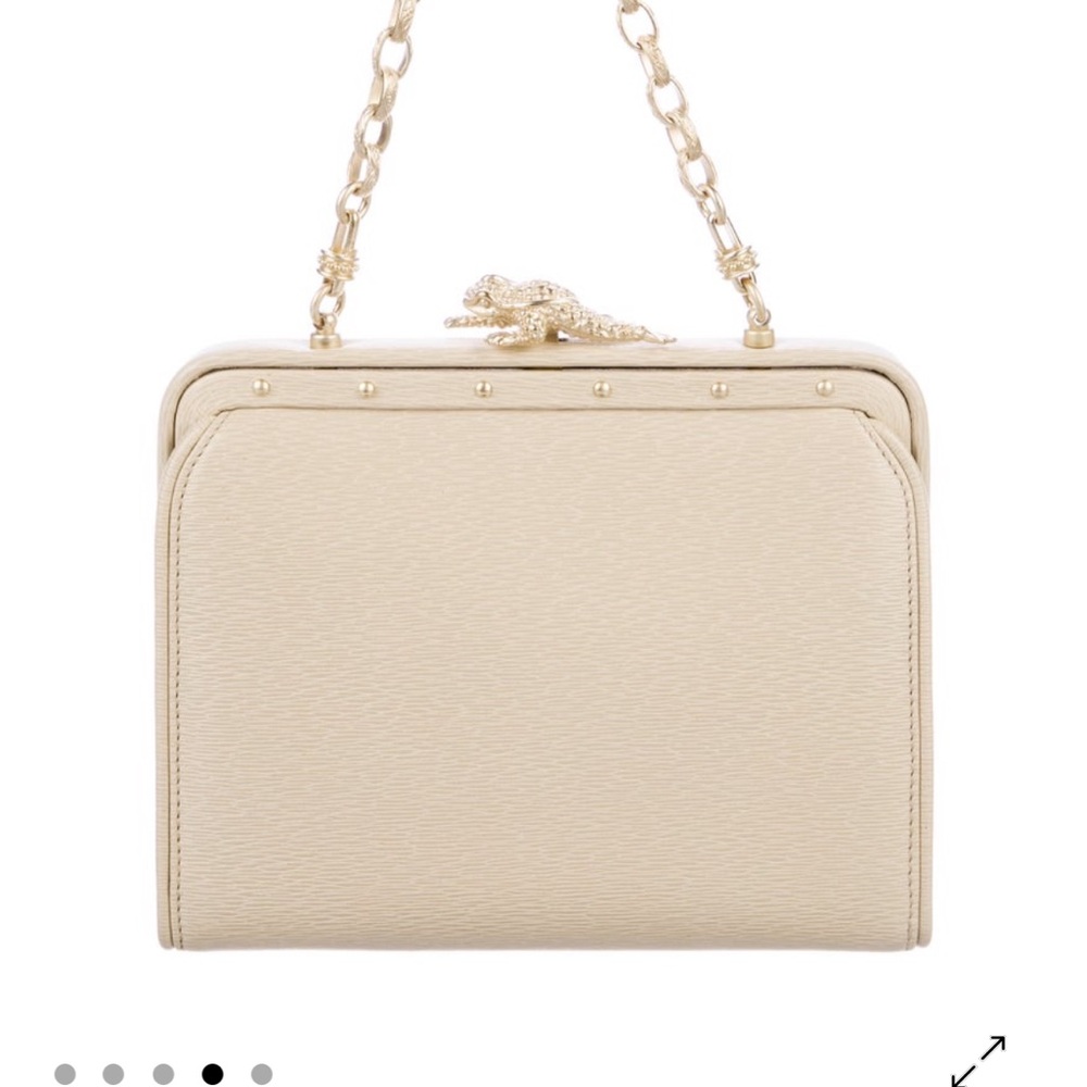 🤍 Kieselstein-Cord Vintage Ivory White Leather Frame Bag with Alligator Clasp - Picture 8 of 9